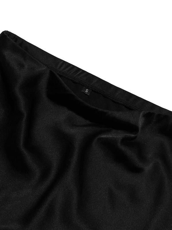 Women's Plain Elastic Waist Satin A Line Skirt, Elegant Fashion Casual Midi Skirt for Daily Outdoor Wear, Ladies Bottoms for All Seasons